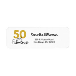 50 och Fabulous Guld and Black Label Returadress Etikett