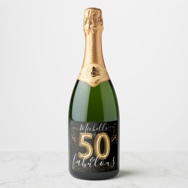 50 och Fabulous Guld Black Birthday Firation (Framsida)