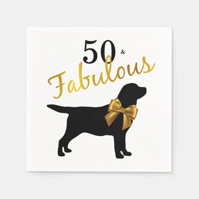 50 och Fabulous-Guld Black Labrador-Cute Hund Pappersservett (Framsidan)