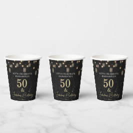 50 och Fabulous Guld Black Marble Mason Burk Ljus