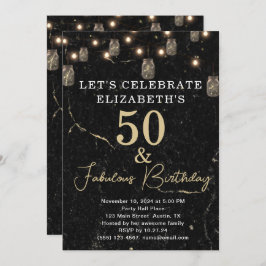 50 och Fabulous Guld Black Marble Mason Burk Ljus Inbjudningar