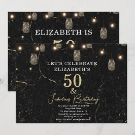50 och Fabulous Guld Black Marble Mason Burk Ljus Inbjudningar