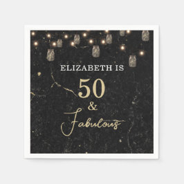 50 och Fabulous Guld Black Marble Mason Burk Ljus Pappersservett