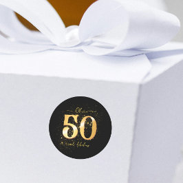 50 och Fabulous guld & black Sticker Runt Klistermärke