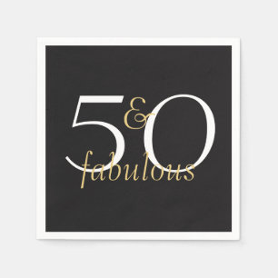 50 och Fabulous Guld Black White Party Napkins Pappersservett