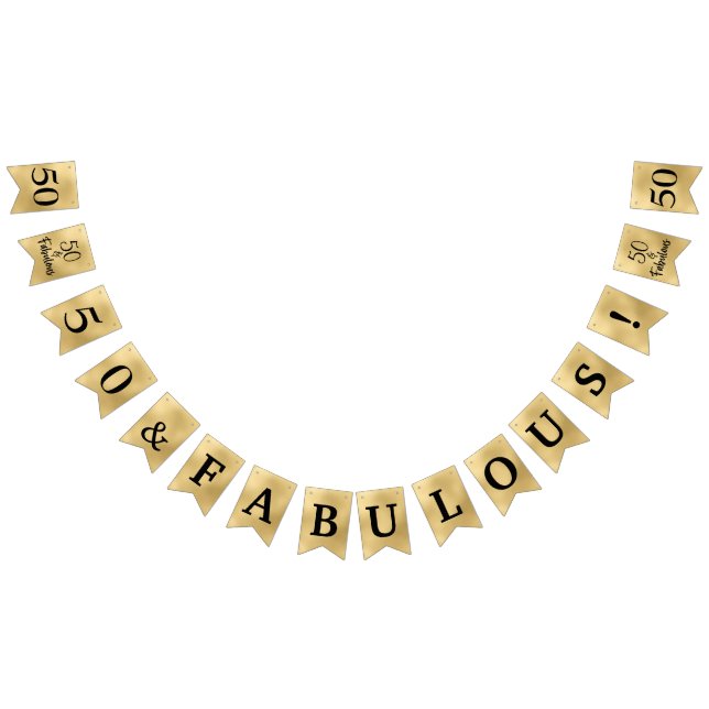 50 och Fabulous Guld Bunting Flaggor (Alla)