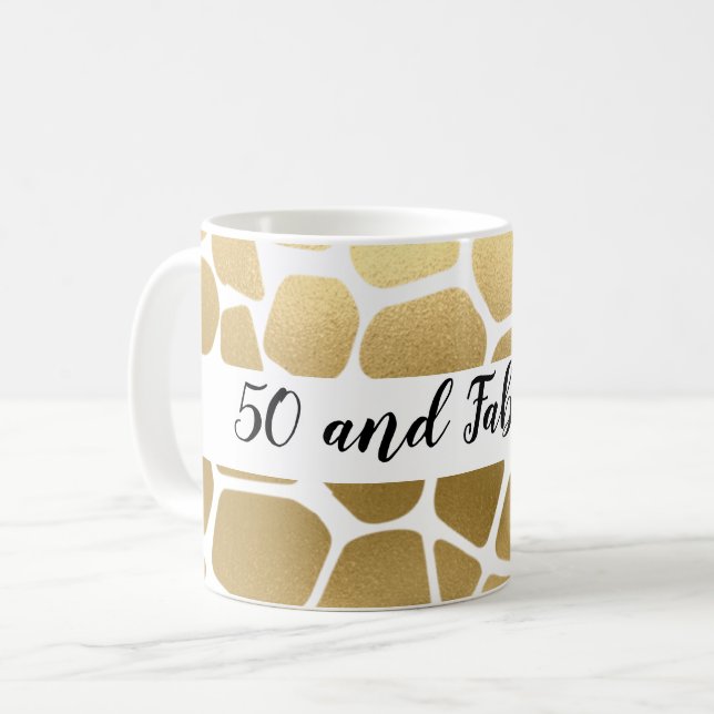 50 och Fabulous Guld Giraffe Kaffemugg (Framsida vänster)