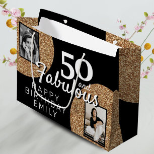 50 och Fabulous Guld Glitter 2 Foto 50:e födelseda