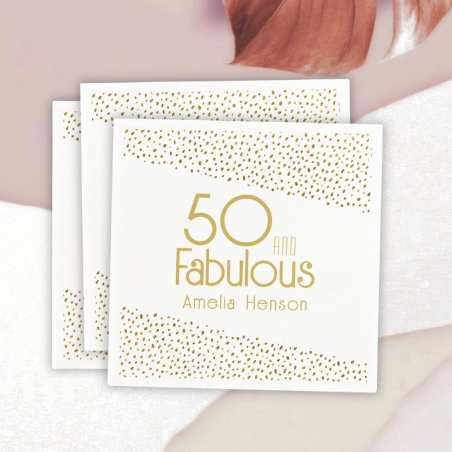 50 och Fabulous Guld Glitter 50:e födelsedagen Pappersservett (Skapare uppladdad)