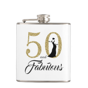 50 och Fabulous Guld Glitter Birthday Gift Fickplunta