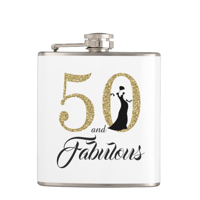 50 och Fabulous Guld Glitter Birthday Gift Fickplunta (Framsidan)