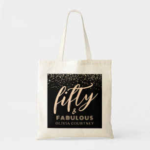 50 och Fabulous Guld Glitter Black Birthday Tygkasse