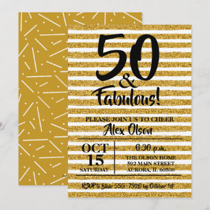 50 och Fabulous Guld Glitter födelsedag