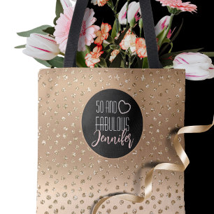 50 och Fabulous Guld Glitter Gnistra Girly 50:e Tygkasse