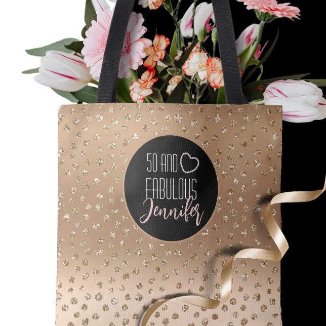 50 och Fabulous Guld Glitter Gnistra Girly 50:e Tygkasse (Skapare uppladdad)
