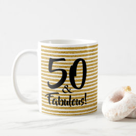 50 och Fabulous Guld Glitter Mugg