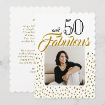 50 och Fabulous Guld Glitter Photo 50:e födelsedag