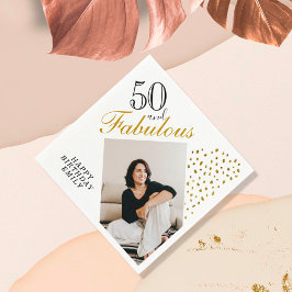 50 och Fabulous Guld Glitter Photo 50:e födelsedag Pappersservett