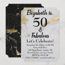 50 och Fabulous Guld Grått Marble with Black Text