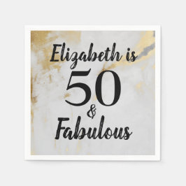 50 och Fabulous Guld Marble with Black Text Pappersservett
