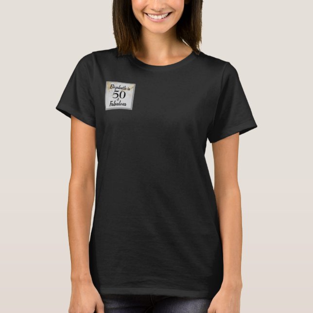 50 och Fabulous Guld Marble with Black Text T Shirt (Framsida)