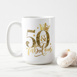 50 och Fabulous Guld Shimmer Birthday Kaffemugg