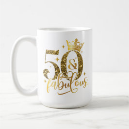 50 och Fabulous Guld Shimmer Birthday Kaffemugg