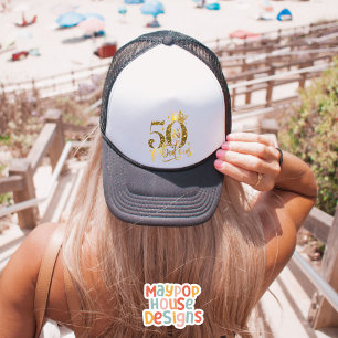 50 och Fabulous Guld Shimmer Birthday Keps
