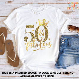 50 och Fabulous Guld Shimmer Birthday T Shirt