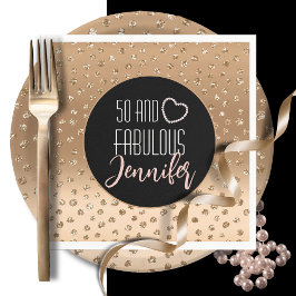 50 och Fabulous  Guld Simple 50 Birthday Pappersservett