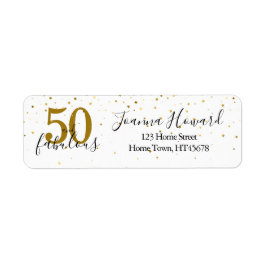 50 och Fabulous Guld Stars Birthday Returadress Returadress Etikett