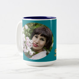 50 och Fabulous Guld Teal Blue Photo Add Namn Två-Tonad Mugg