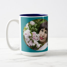 50 och Fabulous Guld Teal Blue Photo Add Namn Två-Tonad Mugg