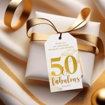 50 och Fabulous Guld Typography Foliage Gift-Märkr