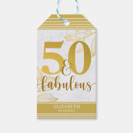 50 och Fabulous Guld Typography Foliage Gift-Märkr Presentetikett