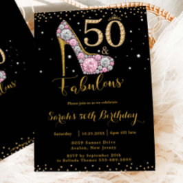 50 och Fabulous High Heel Diamonds 50:e födelsedag Inbjudningar