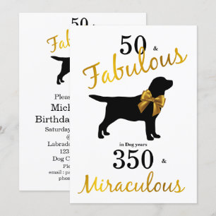50 och Fabulous - Hund Years - Labrador Black Guld Inbjudningar
