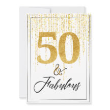 50 och Fabulous i Guld Glitter födelsedag