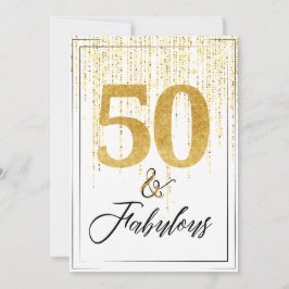 50 och Fabulous i Guld Glitter födelsedag Inbjudningar