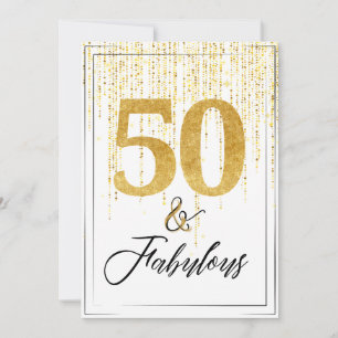 50 och Fabulous i Guld Glitter födelsedag Inbjudningar