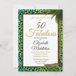 50 och Fabulous Leopard Print Handflatan Vild Birt Inbjudningar