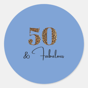 50 och Fabulous Leopard Runt Klistermärke