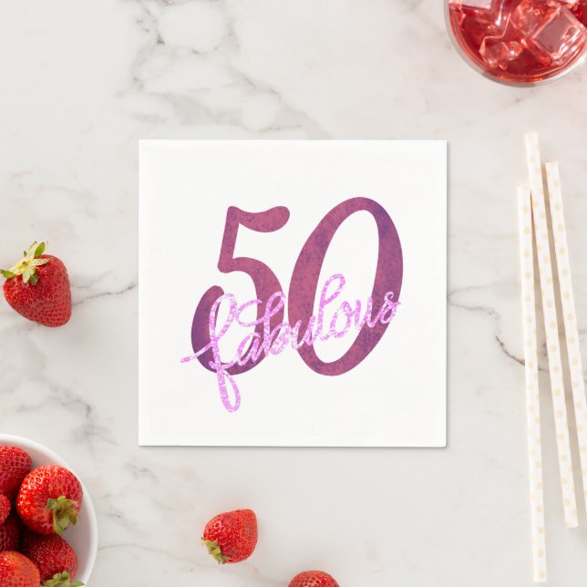 50 och Fabulous | Lila och Rosa av plasma Pappersservett (Insitu)