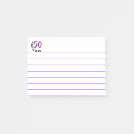 "50 och Fabulous" | Lila och svart typografi Post-it Block