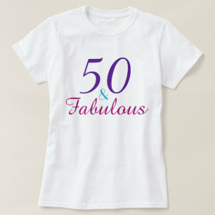 50 och Fabulous Lila Rosa Blue Anpassningsbar T-shirt