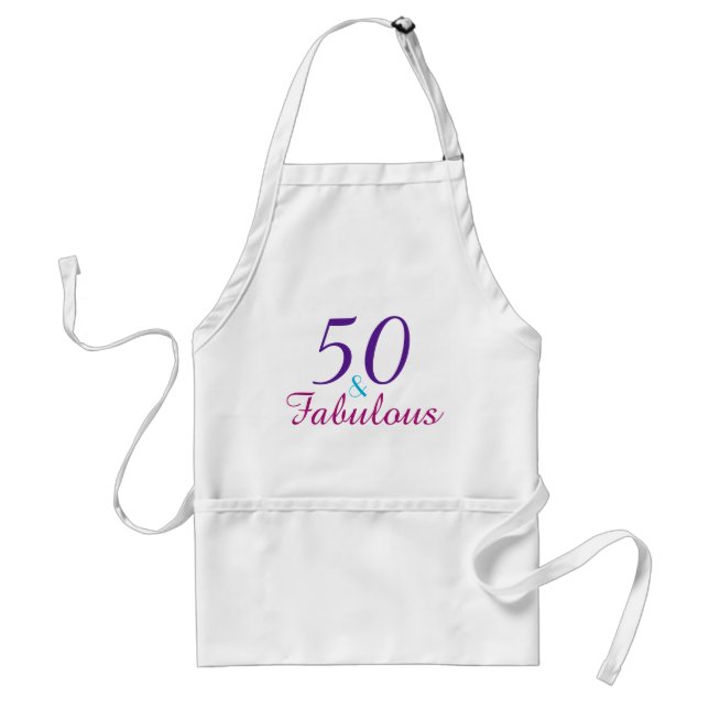 50 och Fabulous Lila Rosa Blue Födelsedagsfest Förkläde (Framsidan)