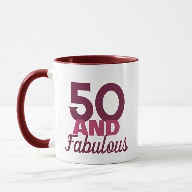 50 och Fabulous Lila Rosa Mugg (Vänster)