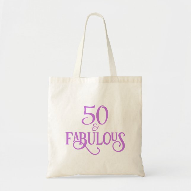 50 och Fabulous Lila Typography Tygkasse (Framsidan)