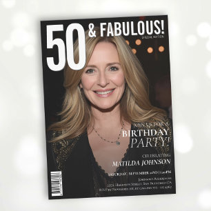 50 och Fabulous Magazine Cover 50 Birthday Inbjudningar