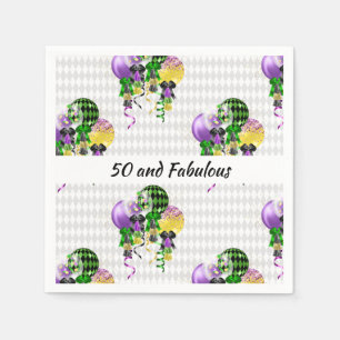 50 och Fabulous Mardi Gras Ballons Pappersservett
